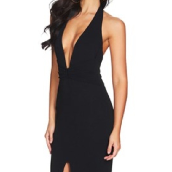 nookie saskia satin halter gown